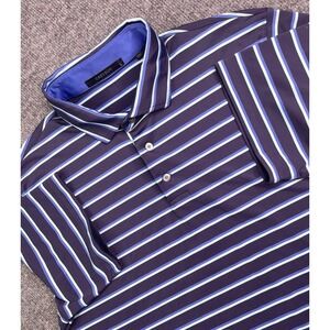 Greyson Polo Shirt Men's Large Blue Striped Performance Stretch  Short Sleeve